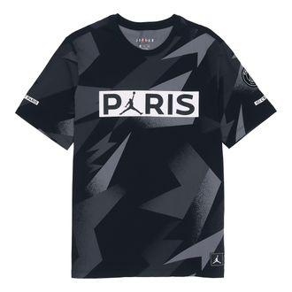Nike Jordan Air Jordan Paris Saint-Germain Pattern Short Sleeve Black Grey BQ8387-010