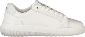 Calvin Klein Polyester Sneaker met Contrasterende Details en Logo Print - Dames - Sneakers - Wit - 39 EU - Polyester - Schoenen