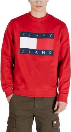 Tommy Jeans Truien & Vesten, Heren, Rood, 2Xl, Katoen, Sweatshirt met ronde hals