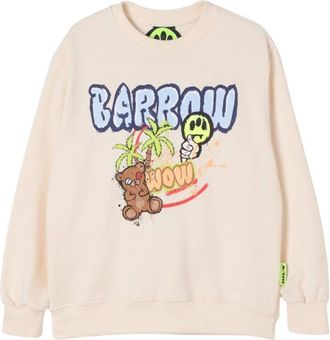 Barrow Kids Sweatshirts, male, Beige, 14 Y, Palm Tree Bear Graphic Kids Jumper