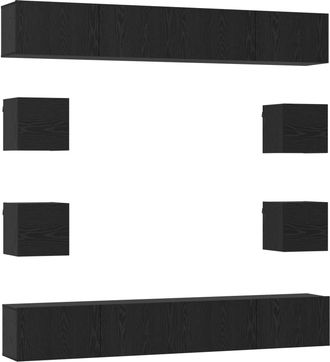 vidaXL Conjunto De Mueble De Tv 8 Uds. Roble Negro Vidaxl