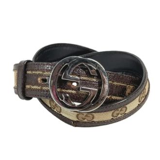 Gucci Vintage, unisex, Beige, ONE Size, Leer, Pre-owned Vintage Canvas Belt