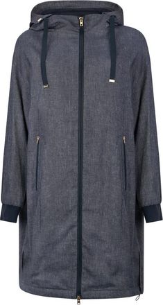 Herno Lange Jas met Capuchon - Dames - Parka Jassen - Blauw - M - Katoen - Jassen