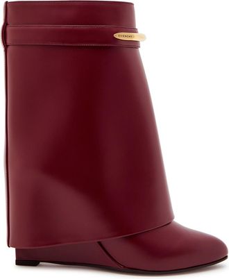 Givenchy Shark 95 Leather Mid-calf Boots - Burgundy - 38 (IT38 / UK5)