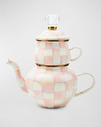 MacKenzie-Childs Rosy Check Enamel High Tea Set