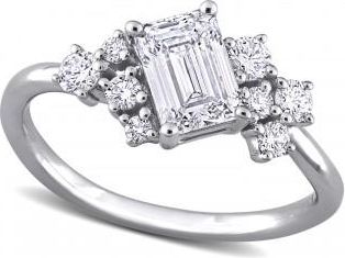 Allurez Emerald Cut Lab Grown Diamond Engagement Ring 14K White Gold (1.32ct)