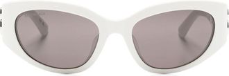 Balenciaga White Bossy Oval-Frame Sunglasses - Womens - Acetate