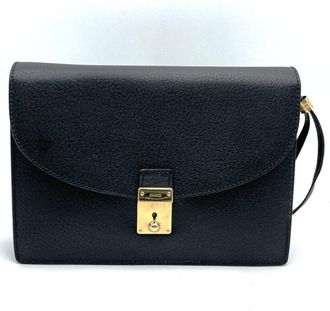 Gucci Black Leather Clutch Bag Pouch (Pre-Owned)