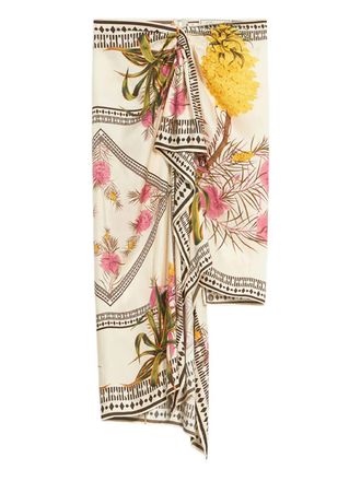 Blumarine asymmetric floral-print skirt - women - Viscose - 42 - Neutrals