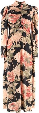 Zimmermann Black Floral Espionage Silk Midi Dress Size M