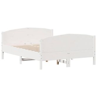 Berkfield Home Beautiful Bed Frame without Mattress White 135x190 cm Double Soli