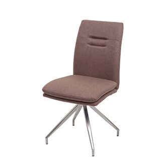 Hhg Nunca Usado] Silla De Comedor Hhg 919, Silla De Cocina Sill&oacute;n Silla, Tela/textil Acero Inoxidable Cepillado, Marr&oacute;n