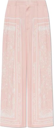Balmain Geprinte Broek - Dames - Wijde Broeken - Roze - S - Broeken