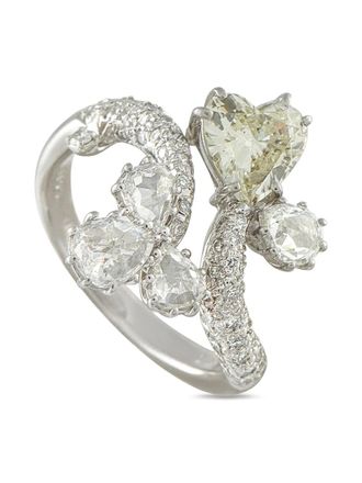 Luxury Bazaar 18kt witgouden ring met diamant - Zilver