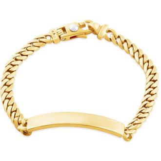 Pompeii3 Mens Cuffed Link 14k Gold (29gram) or Platinum (47gram) 6-8mm Bracelet 8.5