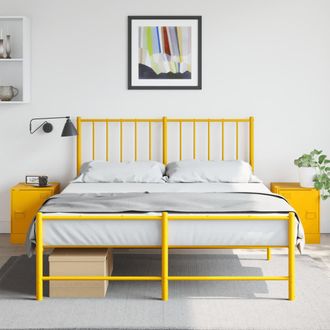 vidaXL Vidaxl - Mesitas De Noche 2 Uds Acero Amarillo Mostaza 34,5x39x44 Cm