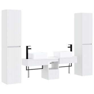 vidaXL Juego De Muebles De Ba&ntilde;o 5 Uds. Blanco 33 X 34,5 X 160 Cm Vidaxl