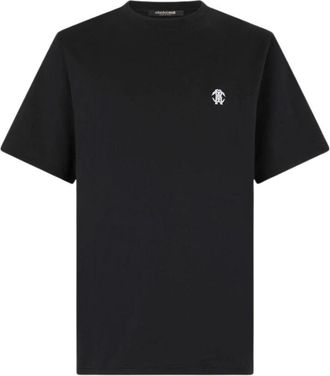 Roberto Cavalli Slang Monogram Katoenen T-Shirt - Heren - T-shirts - Zwart - 2XL - Katoen - Tops