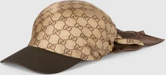 Gucci GG Silk Twill Baseball Cap, Beige, GG Canvas