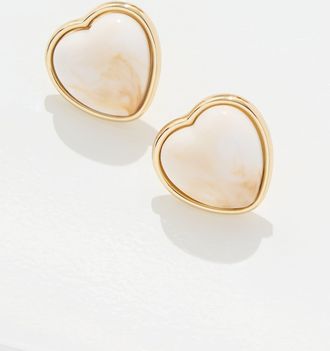 Talbots Harvest Hearts Stud Earrings - Ivory / Gold - 001 Talbots