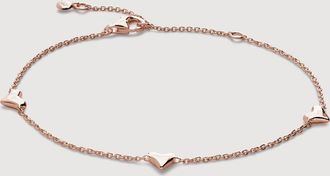 Monica Vinader Rose Gold Heart Station Chain Bracelet