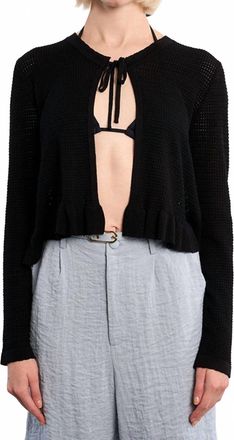 Lili Sidonio x Molly Bracken Womens Open Knit Tie Front Cardigan In Black