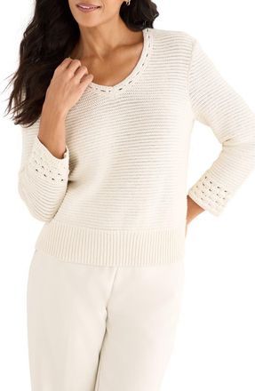 Nic+Zoe Edged Pop Stitch Sweater in Coconut at Nordstrom, Size X-Small