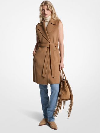 Michael Kors Wool Blend Belted Wrap Vest
