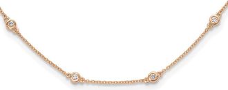 Diamond2Deal 14k Gold 1/2 Ct Lab Grown Diamond Eighteen Station Necklace 18 Clarity VS, Color D-E