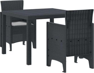 vidaXL Conjunto De Comedor De Jard&iacute;n 3 Pcs Antracita Ratan Polt Vidaxl