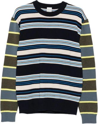 Paul Smith Sweater met Ronde Hals en Horizontale Strepen - Heren - Ronde hals truien - Blauw - L - Wol - Truien & Vesten