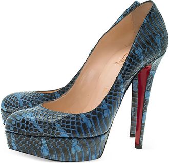 Christian Louboutin 130 mm Bianca pumps met plateauzool en slangen-effect - Blauw