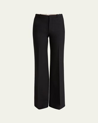 Chlo&eacute; Flared Crepe Wool Trousers