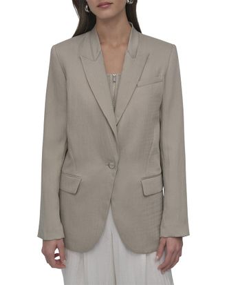 DKNY Stand Collar Peak Lapel Blazer