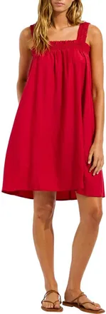 Seafolly Gathered Band Cover-Up Dress in Cosmo Red at Nordstrom, Size Large