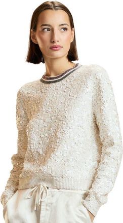 Cynthia Rowley Sequin Crewneck Sweater in White at Nordstrom, Size X-Small