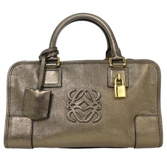 Loewe Amazona Bag Leather Gold Leather Handbag (Pre-Owned)