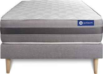 Actisom Somier Gris + Colch&oacute;n Con Muelles Y Viscoel&aacute;stica 90 X 190