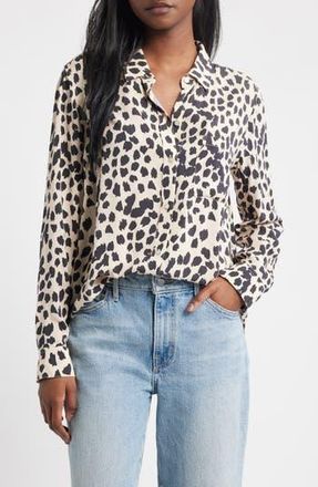Rails Josephine Snakeskin Print Button-Up Shirt in Taupe Spotted at Nordstrom Rack, Size Large