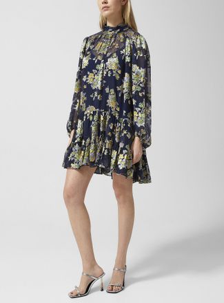 Rixo Womens Anaya tie-collar chiffon mini-dress