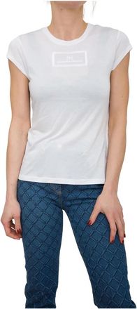 Elisabetta Franchi Casual Katoenen T-Shirt voor Vrouwen - Dames - T-shirts - Wit - S - Katoen - Tops