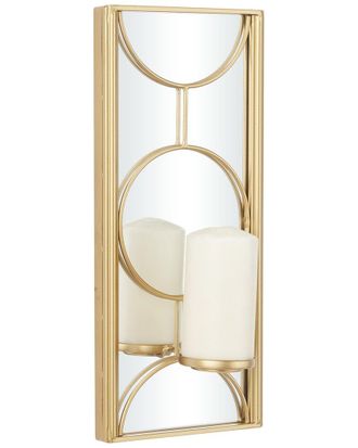 CosmoLiving by Cosmopolitan Cosmoliving By Cosmopolitan Geometric Gold Metal Pillar Wall Sconce With Mirror Backing