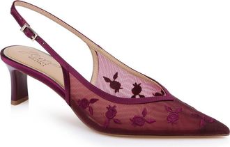 Badgley Mischka Zahra II Slingback Pointed Toe Pump in Wine Satin at Nordstrom, Size 6.5