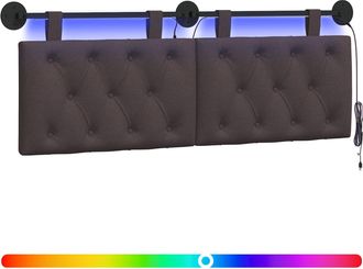 vidaXL Cabecero Colgante Con Luz Led Marr&oacute;n Oscuro Tela Vidaxl