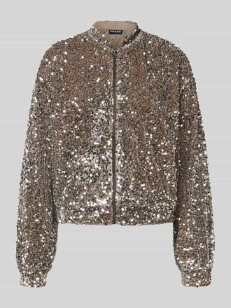 Pieces Regular Fit Blouson mit Paillettenbesatz Modell KAM in Taupe, Gr&ouml;&szlig;e M