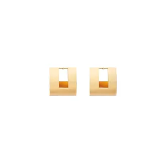 Elisabetta Franchi Curved Earrings with Logo - female - Elisabetta Franchi - Earrings - Yellow - ONE SIZE - Accessories