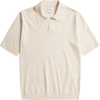 Norse Projects Licht Linnen & Katoen Gebreide Polo - Heren - V-hals truien - Beige - XL - Katoen - Truien & Vesten