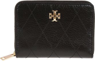 Tory Burch Accessoires, Dames, Zwart, ONE Size, Leer, Small Charlie Quilted Zip-Around Portemonnee