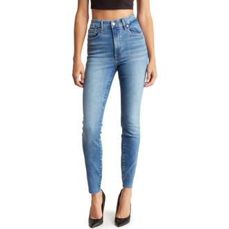 Good American Always Fits Good Waist Raw Hem High Waist Skinny Jeans in Indigo324 at Nordstrom, Size 28-32