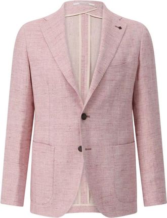 Tagliatore Jassen, Heren, Roze, S, Linnen, Slim-Fit Jas met Linnen